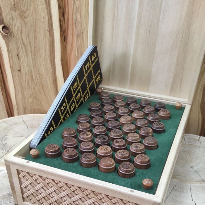 Лото в резной грабовой шкатулке 