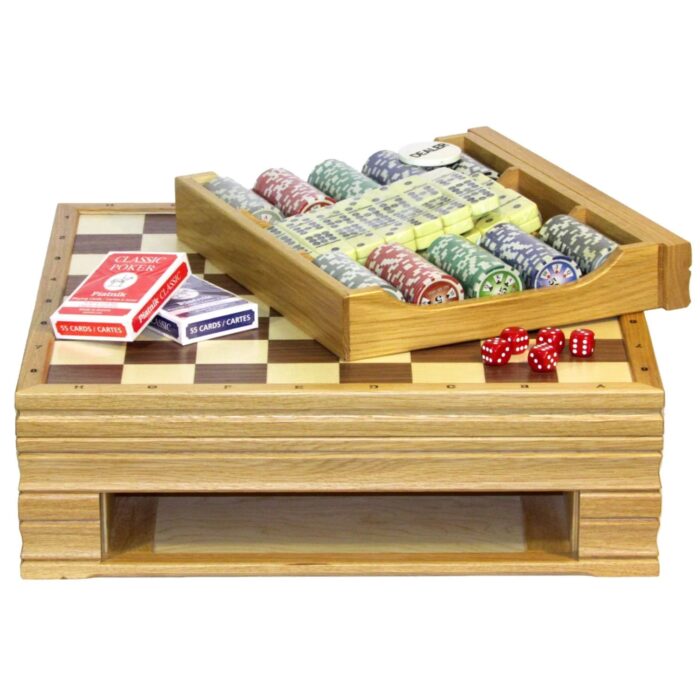Игровой набор (шахматы, шашки, нарды, домино, карты, кости, фишки для покера) 44х44 см